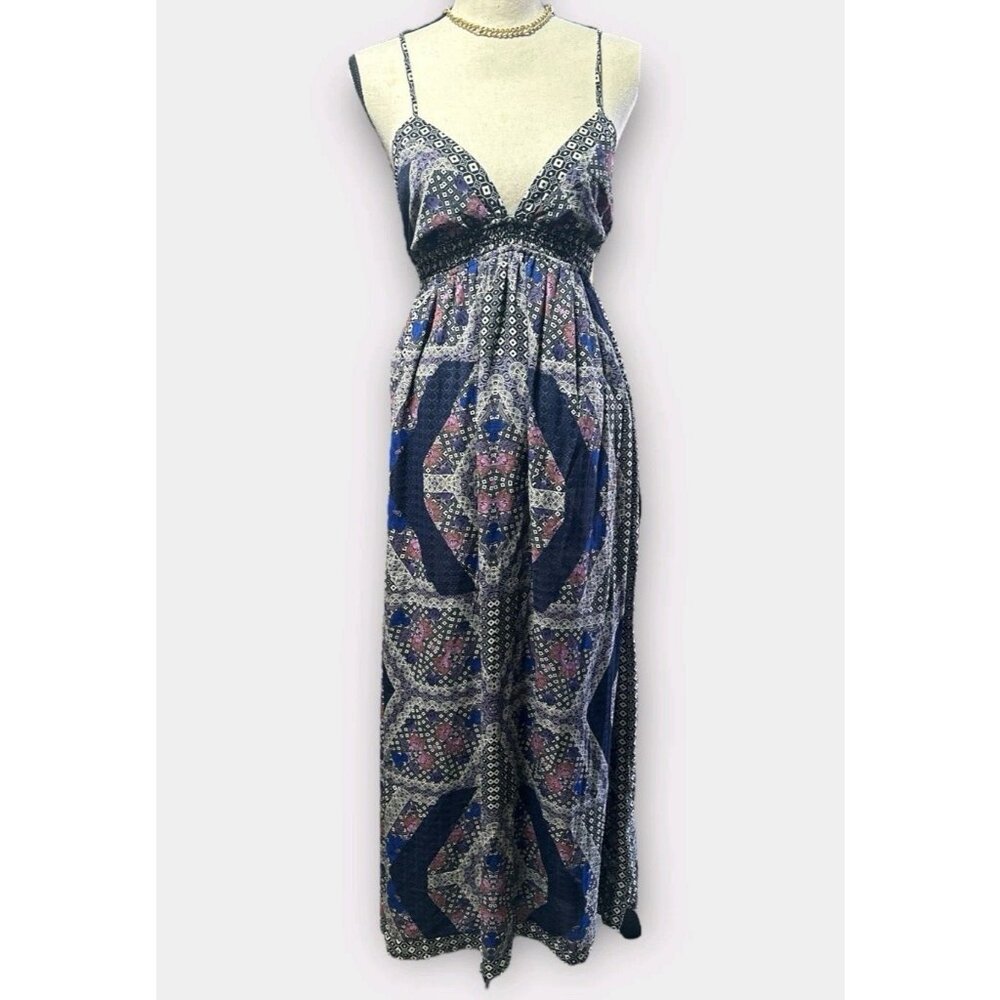 Fire Los Angeles Womans XS Maxi Dress Geometric Print Beach Summer Boho Vacay